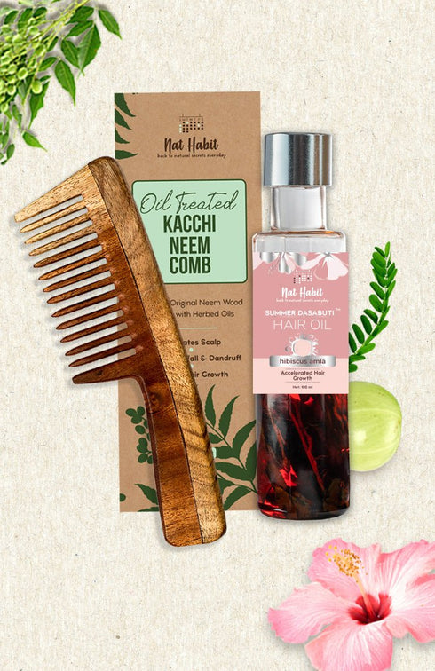 Nat Habit Wide Tooth Comb Hibiscus Dasabuti Hair Oil 200g